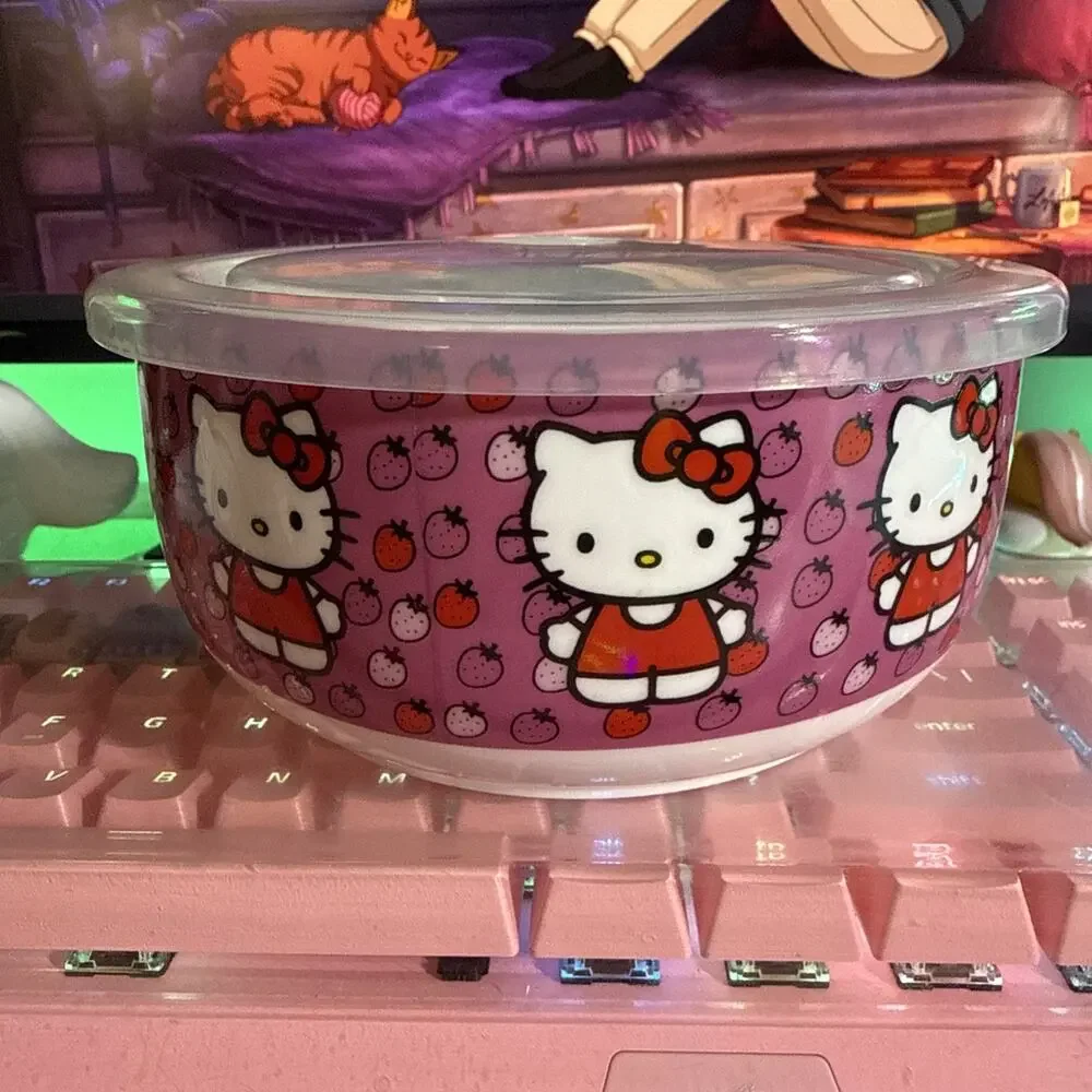 Sanrio Hello Kitty Ceramic Food Storage Bowls Set Lid Strawberry S M L 2023 READ